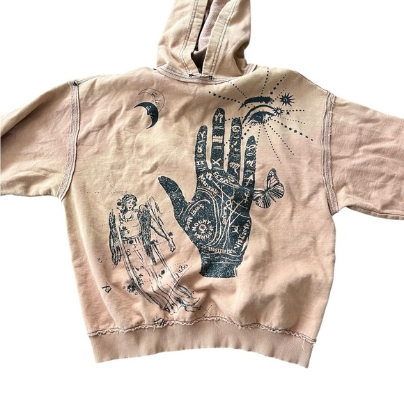 Urban Outfitters Palm Reading Hoodie Tan Size Small - Picture 1 of 6